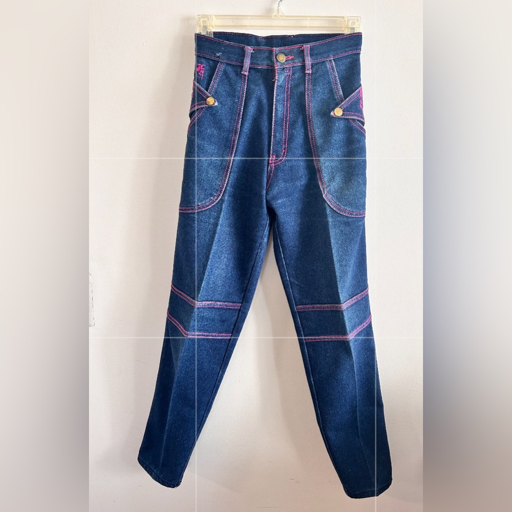 Vintage Women’s 1980s Filippo-Totti High Waisted Jean Over Stitching Size 3/4